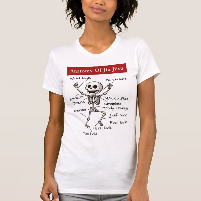 Camiseta Anatomía De Jiu Jitsu Funny BJJ Skeleton (Anverso)