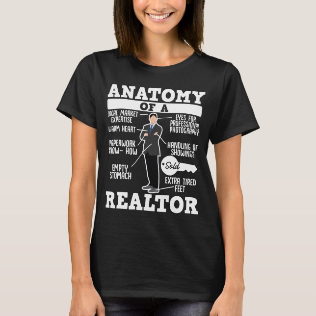 Camiseta Anatomía De La Venta Graciosa De Bienes Raíces (Anverso)