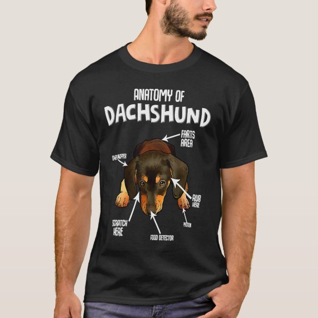 Camiseta Anatomía de las frases de perro de Dachshund Tecke (Anverso)