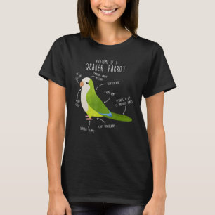 Camiseta Anatomía de loro de cuáquer verde, Mascota gracios