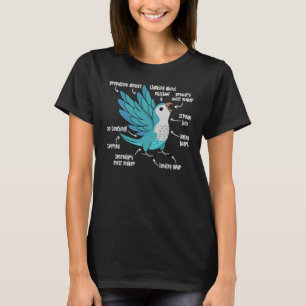 Camiseta Anatomía de loro I Blue Monk Parakeet Quaker
