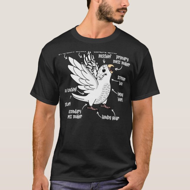 Camiseta Anatomía de loro I Budgie Budgerigar (Anverso)