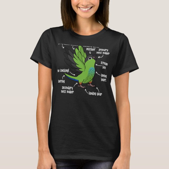 Camiseta Anatomía de loro I Nanday Conure (Anverso)