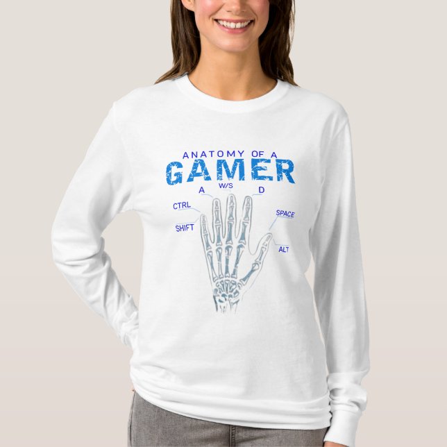 Camiseta Anatomía de mano de esqueleto para jugadores - Tec (Anverso)