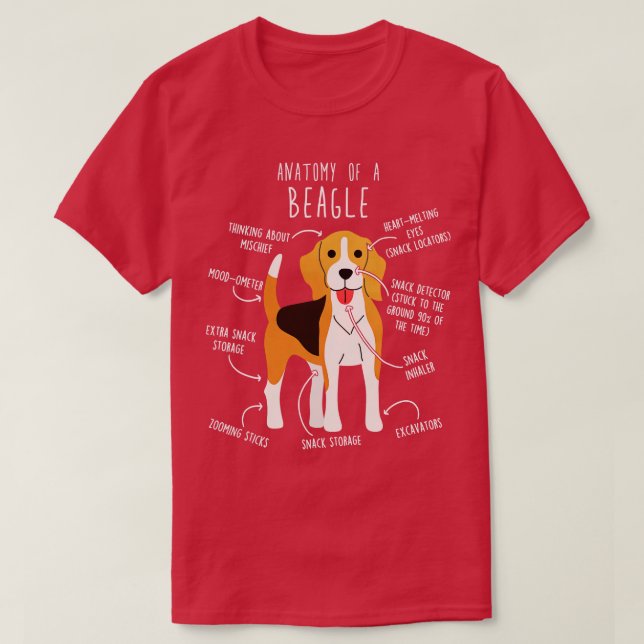 Camiseta Anatomía de perro Beagle (Diseño del anverso)