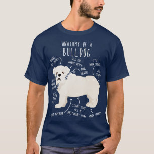 Camiseta Anatomía de perro blanco Bulldog inglés