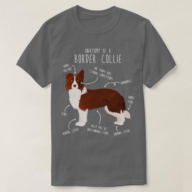 Camiseta Anatomía de perro collie de borde (Diseño del anverso)