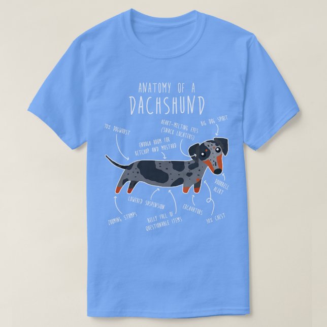 Camiseta Anatomía de perro Dachshund Dapple (Diseño del anverso)