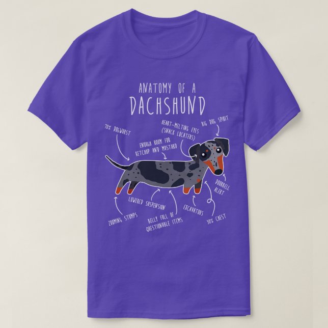 Camiseta Anatomía de perro Dachshund Dapple (Diseño del anverso)