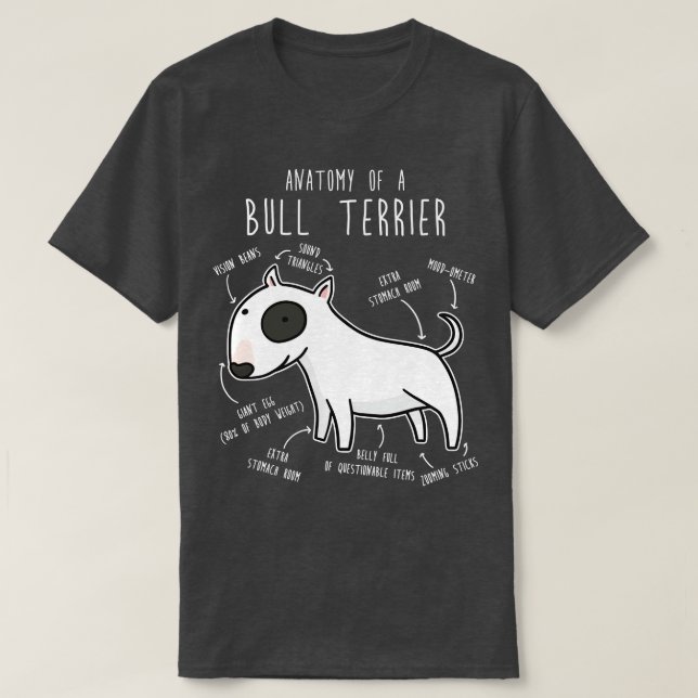 Camiseta Anatomía de perro de Bull Terrier (Diseño del anverso)
