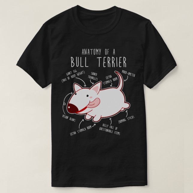Camiseta Anatomía de perro de Bull Terrier 1 (Diseño del anverso)