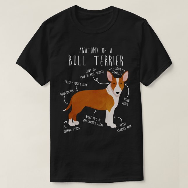 Camiseta Anatomía de perro de Bull Terrier 2 (Diseño del anverso)