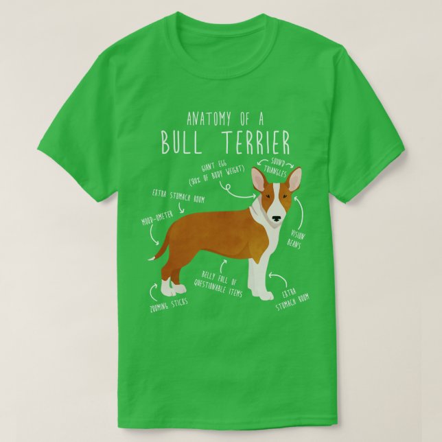 Camiseta Anatomía de perro de Bull Terrier 2 (Diseño del anverso)
