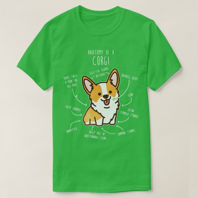 Camiseta Anatomía de perro de Corgi (Diseño del anverso)