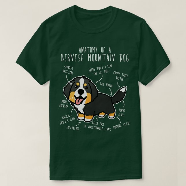 Camiseta Anatomía de perro de montaña de Bernese (Diseño del anverso)