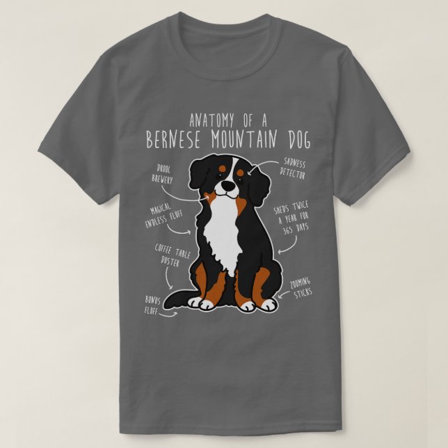 Camiseta Anatomía de perro de montaña de Bernese 1 (Diseño del anverso)
