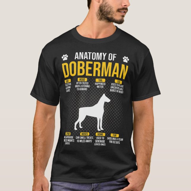 Camiseta Anatomía De Perro Doberman (Anverso)