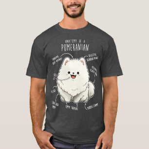 Camiseta Anatomía de perro panomeránica blanca