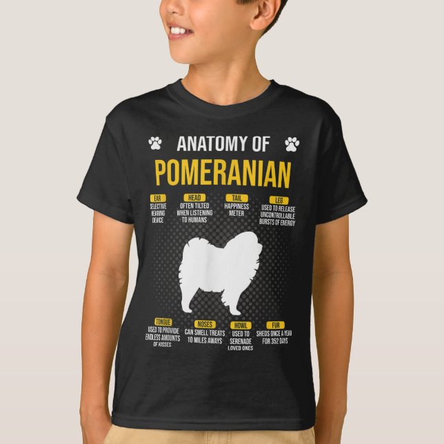 Camiseta Anatomía De Perro Pomeraniano (Anverso)