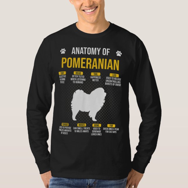 Camiseta Anatomía De Perro Pomeraniano (Anverso)