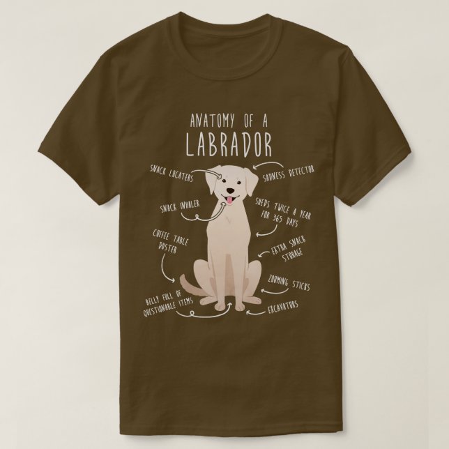 Camiseta Anatomía de perro recuperadora de labrador amarill (Diseño del anverso)