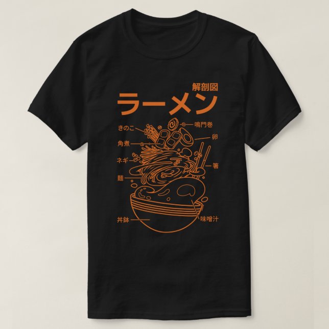 Camiseta Anatomía de ramen japonés - naranja (Diseño del anverso)