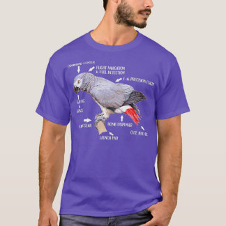 Camiseta Anatomía De Un Ave Gracioso De Loro Gris Africano