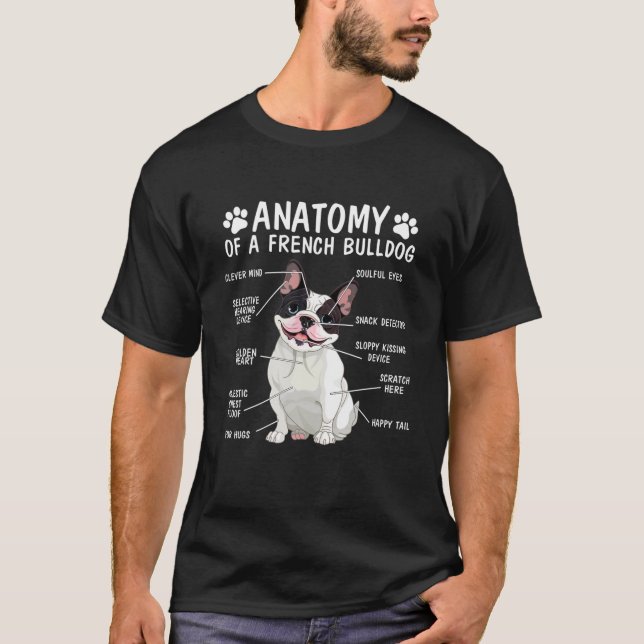 Camiseta Anatomía De Un Bulldog Francés Perro Perro Mascota (Anverso)