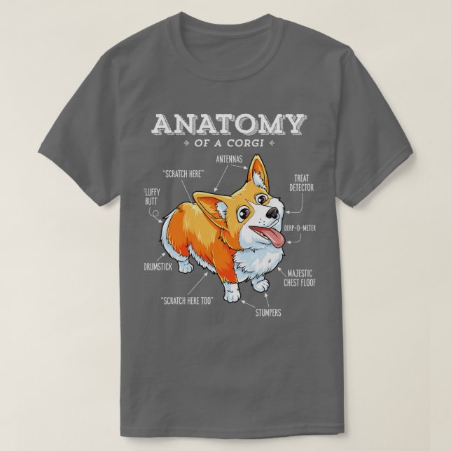 Camiseta Anatomía de un cachorro Corgi Funny Corgis (Diseño del anverso)