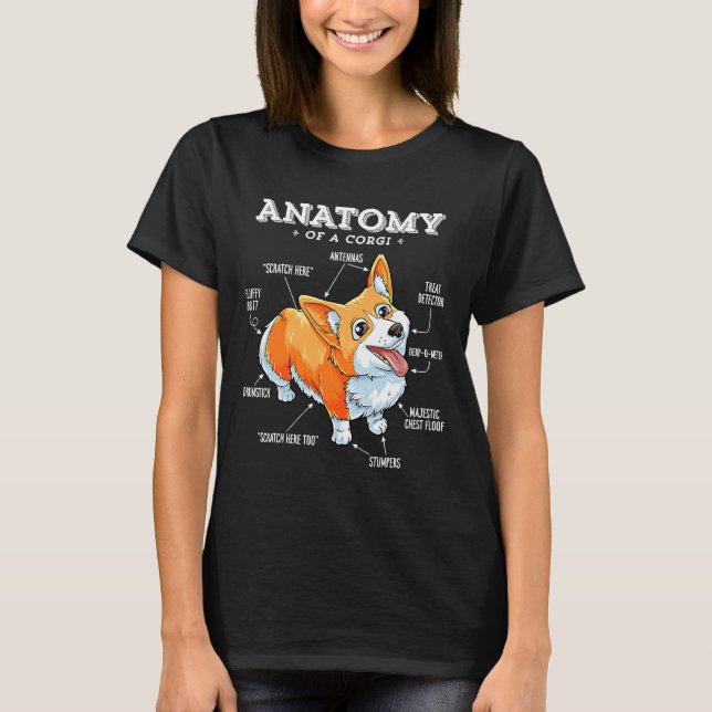 Camiseta Anatomía De Un Cachorro De Perro Corgi Funny (Anverso)