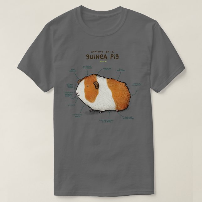 Camiseta Anatomía de un cerdo guineano (Diseño del anverso)