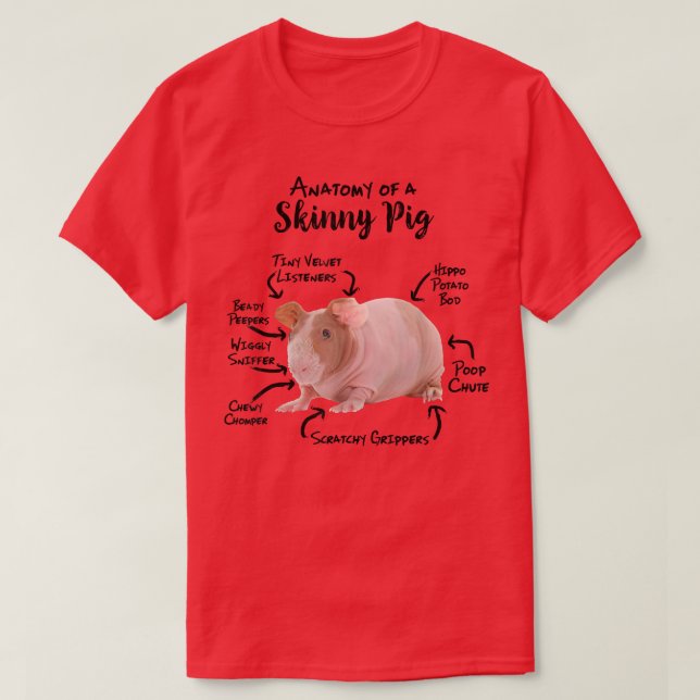 Camiseta Anatomía de un cerdo guineano flaco (Diseño del anverso)