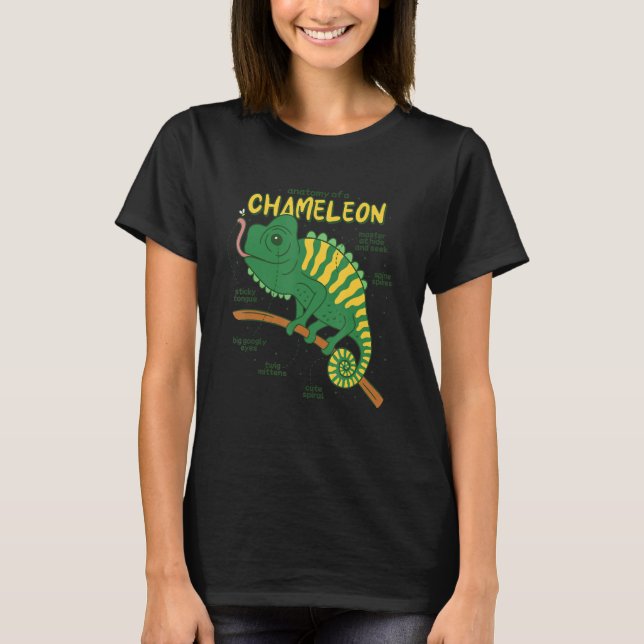 Camiseta Anatomía de un Chameleon Lizard Retilien (Anverso)