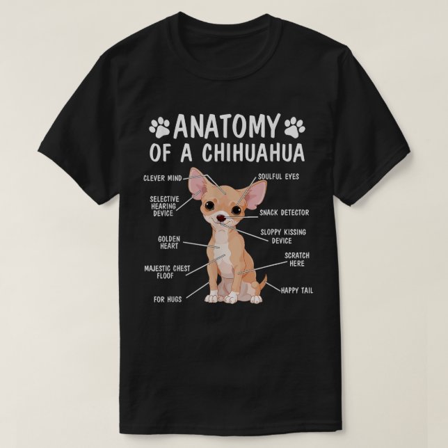 Camiseta Anatomía De Un Chihuahua Dueño De Perro Divertido  (Diseño del anverso)