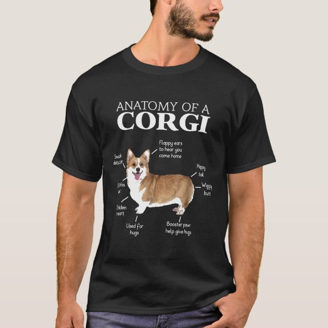 Camiseta Anatomía de un Corgi  Corgis Perro Cachorro (Anverso)