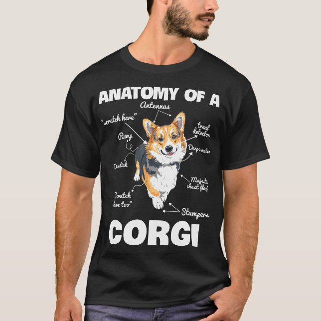 Camiseta Anatomía de un Corgi Perro (Anverso)