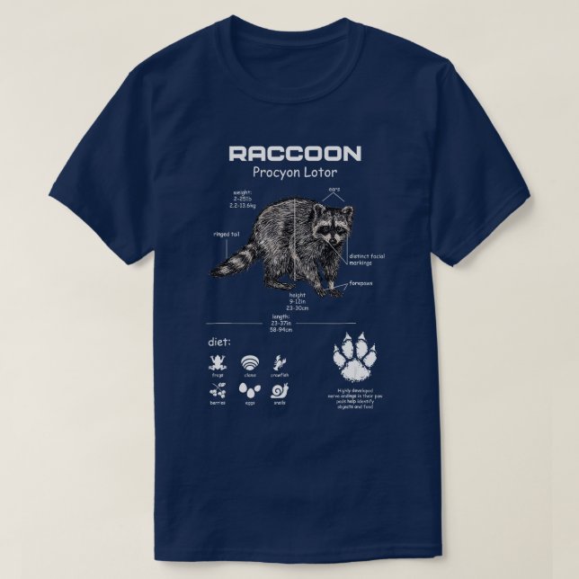 Camiseta Anatomía De Un Cuerpo De Piezas Graciosas Raccoon  (Diseño del anverso)