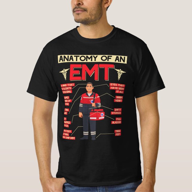 Camiseta Anatomía De Un EMT Paramédico EMT EMS Health Care  (Anverso)