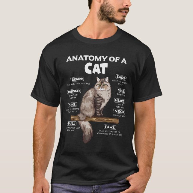 Camiseta Anatomía De Un Gato Cute Gatos Gatos Gatitos Lover (Anverso)