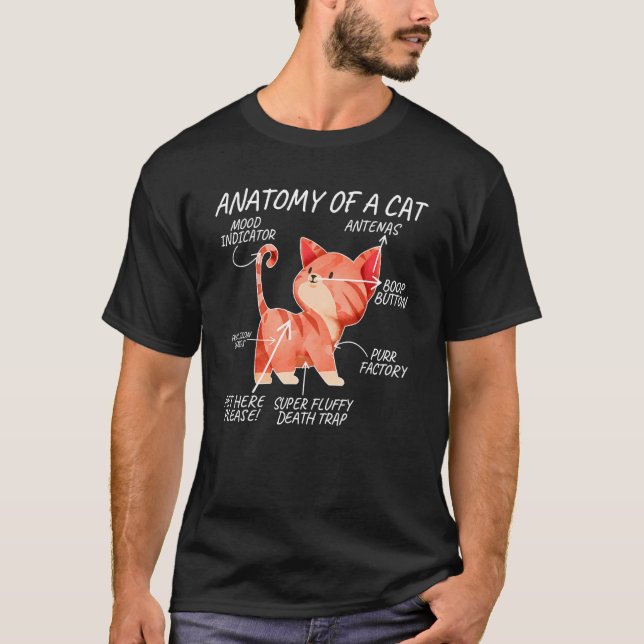 Camiseta Anatomía de un gato linda definición de un animal  (Anverso)
