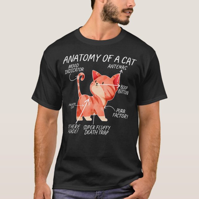 Camiseta Anatomía de un gato linda definición de un animal  (Anverso)
