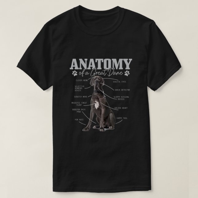 Camiseta Anatomía De Un Gran Dane Divertido Perro Cute Mamá (Diseño del anverso)