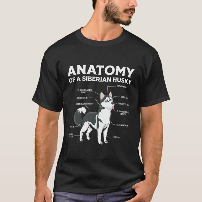 Camiseta Anatomía de un Husky Siberiano  Anatomía Perro Hus (Anverso)