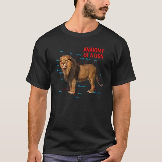 Camiseta Anatomía De Un León Educativo Gráfico De León (Anverso)