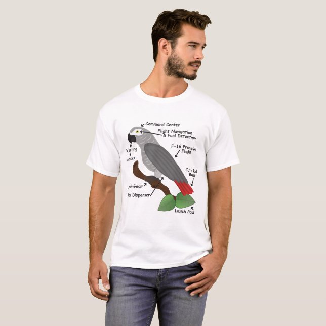 Camiseta Anatomía de un loro del gris africano (Anverso completo)