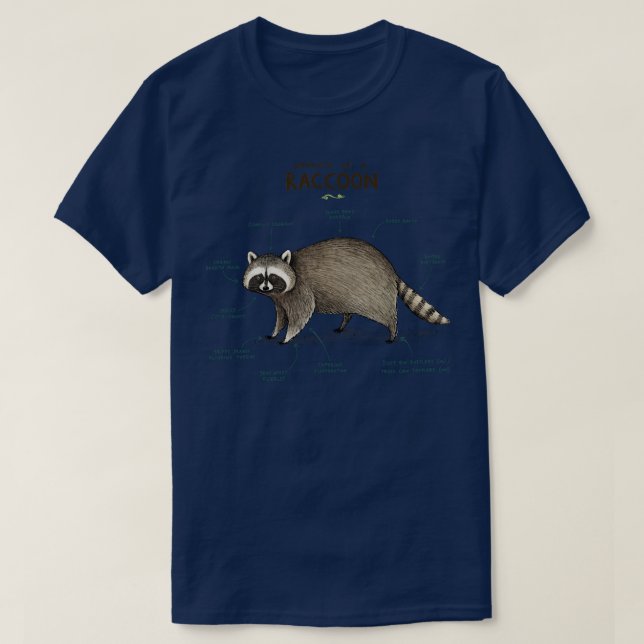 Camiseta Anatomía de un mapache (Diseño del anverso)