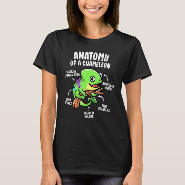 Camiseta Anatomía De Un Mascota Chameleon Reptile Lizard (Anverso)