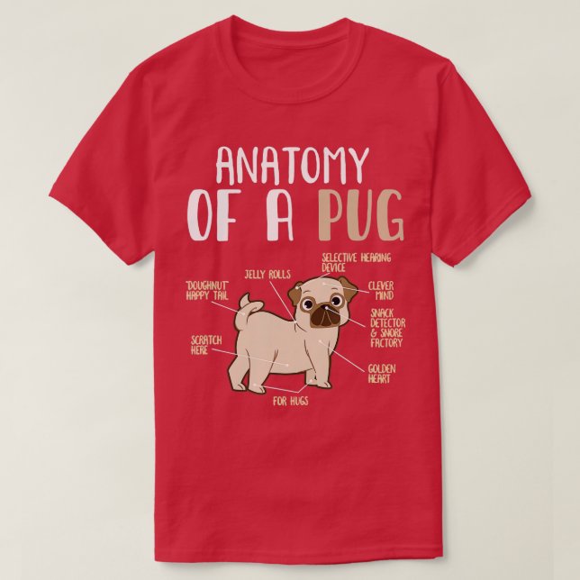 Camiseta Anatomía de un Mascota de perros de raza Pug abund (Diseño del anverso)