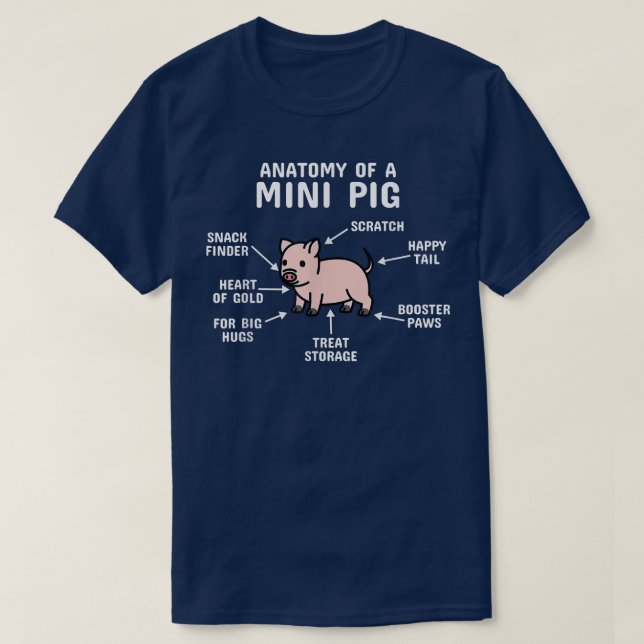 Camiseta Anatomía De Un Mini Mascota De Cerdo (Diseño del anverso)