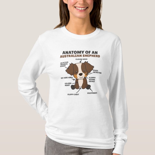 Camiseta Anatomía De Un Pastor Australiano Dulce Perros (Anverso)